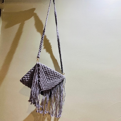 Macrame Hand Bag With Line