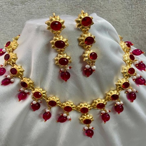 Red  Stone Golden Necklace