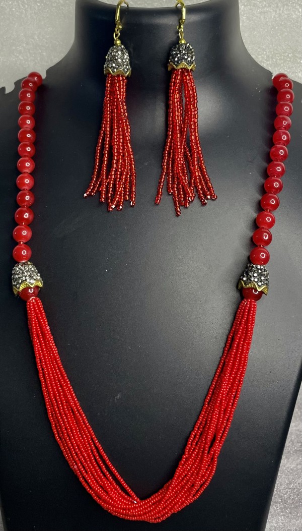 Red designer beads necklace