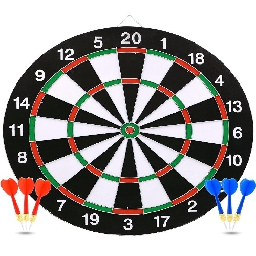 Dart Board Game Set Double Side with 6 Steel 