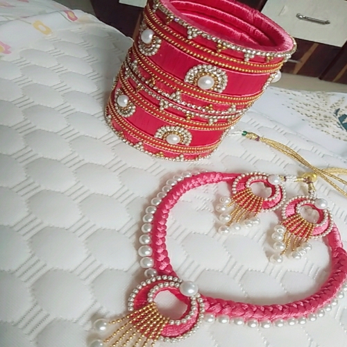 Silk thread jwellery -nackless,earing and bangles