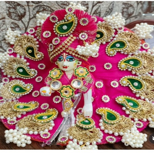 Pink Beautiful Dress For Ladu Gopal 2 No. Size  With Pgdi