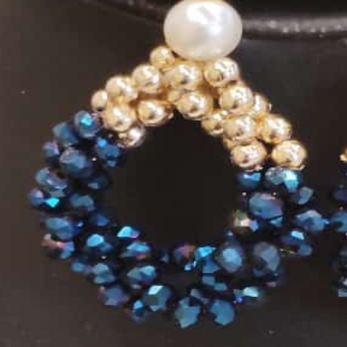 Crystal earring Royal 3d blue colour and gold