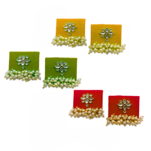 Festive Fabric Earrings Combo – Set of 3